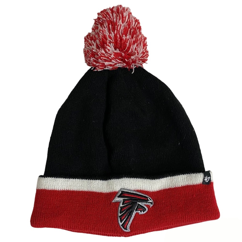 Atlanta Falcons '47 Brand Baraka Black Cuffed Pom Knit Beanie Hat One Size OS